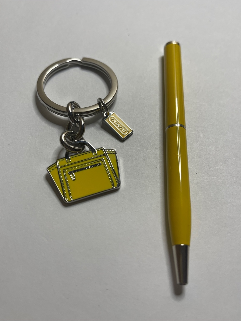 Coach Yellow Handbag Keychain Charm and Coach Pen